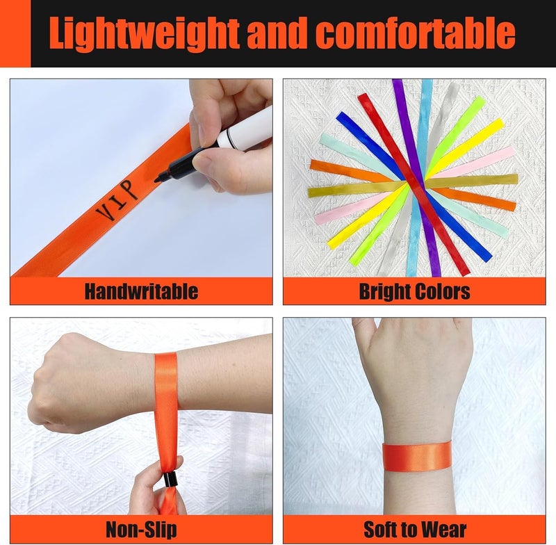 Comflora 100 Pcs Cloth Event Wristband, Disposable Wristbands for Events, Colored Wristbands Events,for Lightweight Concert,Club Entrance Wrist Strap Party Wristband Event (Color : Orange) - Image 3